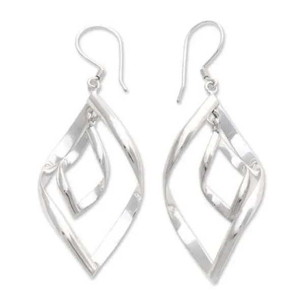 Sterling Silver 'Infinite Dance' Dangle Earrings