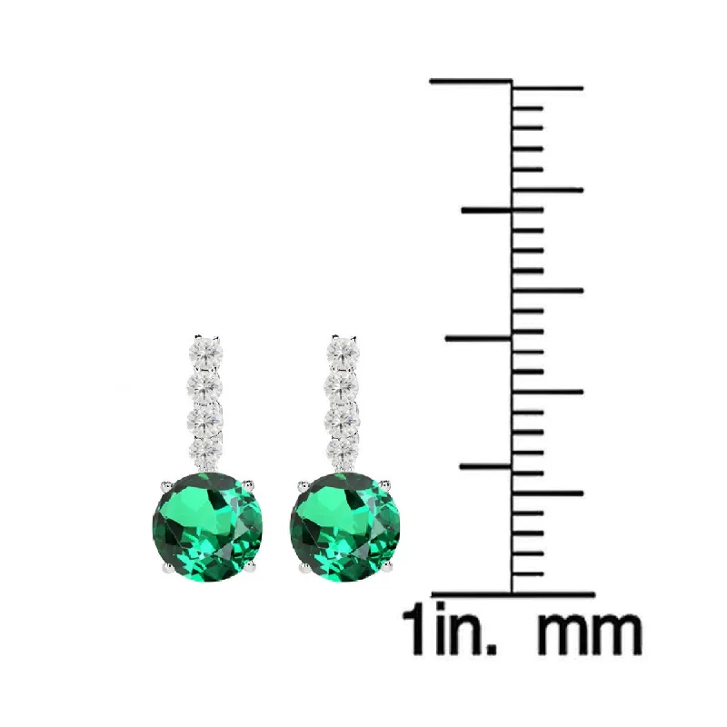 Sterling Silver with Green Emerald Drop Earring