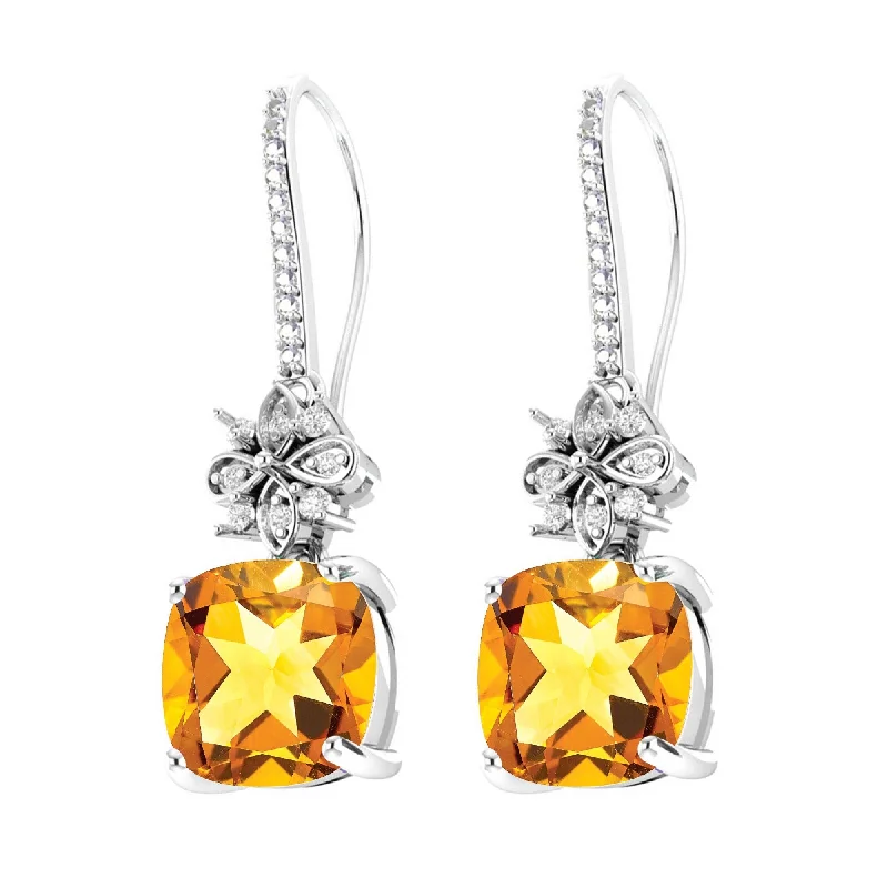 Sterling Silver with Natural Citrine and White Topaz Dangle Earring