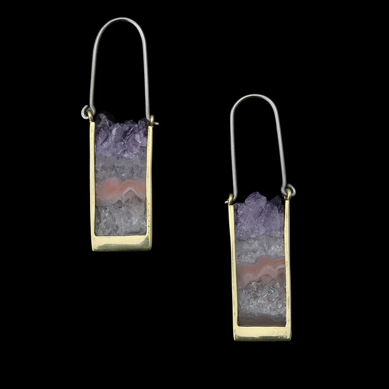 Tower Amethyst Titanium Earrings